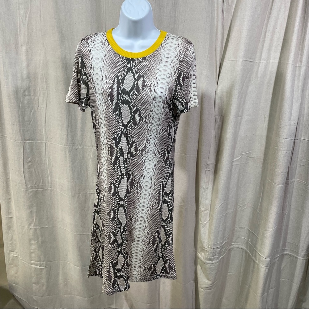Carven Snake Print Dress with Yellow Accents